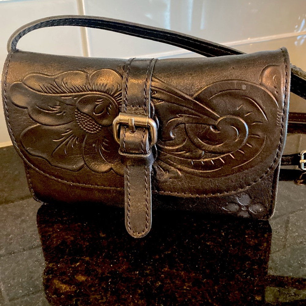 Black, embossed, leather Patricia Nash, Crossbody bag